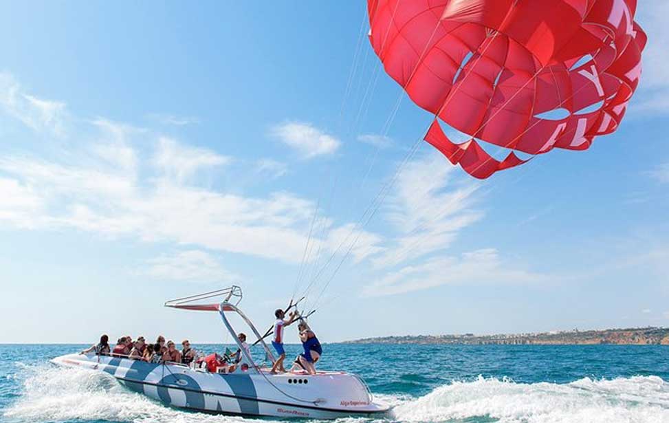 Parasailing from Albufeira Marina by Boat